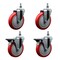 Service Caster 5 Inch Red Polyurethane 12 Inch Threaded Stem Caster Set 2 Brakes SCC SCC-TS20S514-PPUB-RED-121315-2-PLB-2 - alternate 1